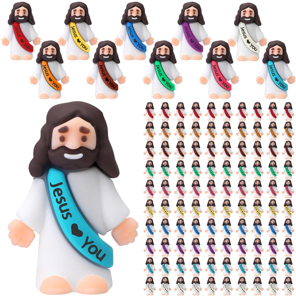 Bememo little Jesus figure colorful pack — durable rubber miniatures for Easter and events