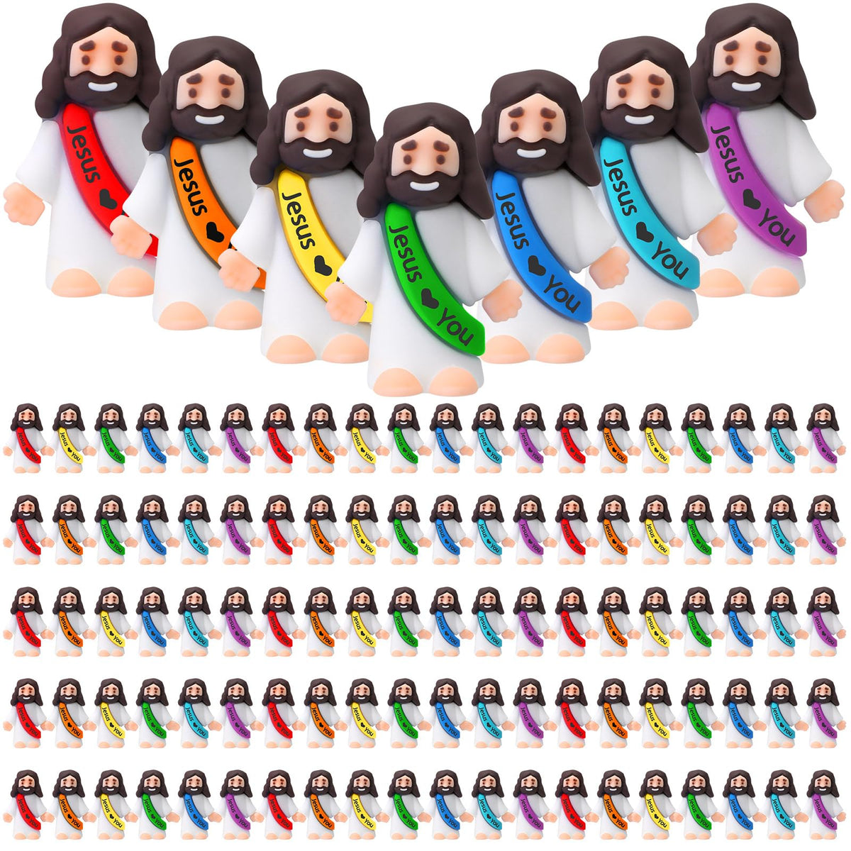Bememo little Jesus figure with rainbow colors for Easter decor