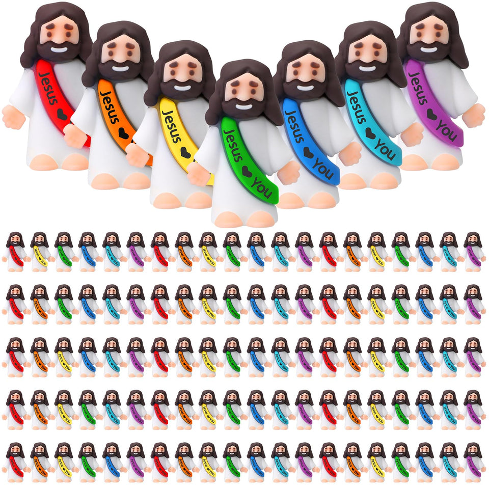 Bememo little Jesus figure with rainbow colors for Easter decor