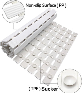 BEMISO bath mat with drain holes for quick drying and cleaner surfaces.