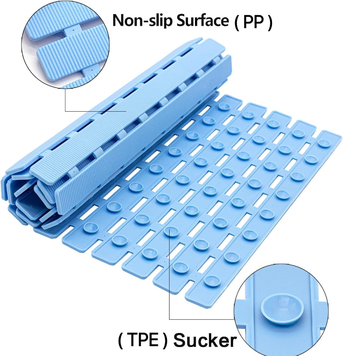 BEMISO drain-hole design keeps water flowing and mat dry.