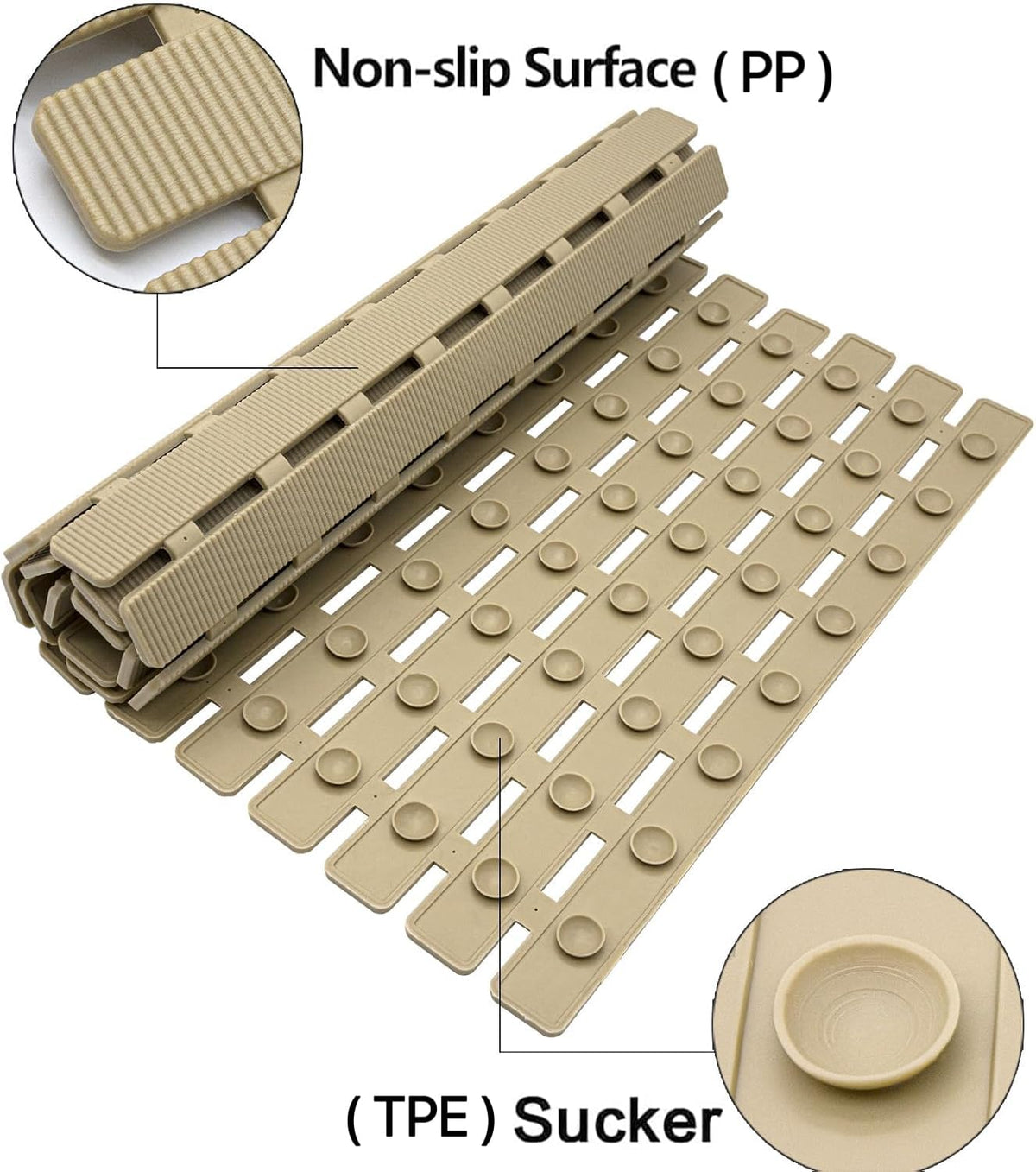 BEMISO Shower Mat drain holes design promoting fast water drainage