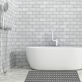 Easy-to-clean surface resists soap scum and buildup.