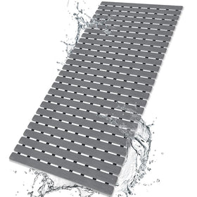 Bemiso shower mat with suction cups provides secure footing in the tub.