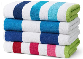 Kaufman large beach towel cabana stripe, quick-dry and absorbent for beach days.