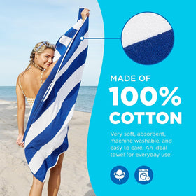 Ben Kaufman striped towel in bright colors ready for beach or poolside use.