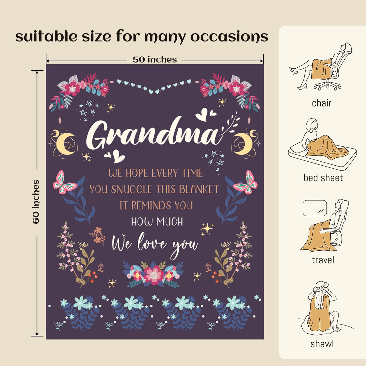 BeneCharm Grandma Blanket gift-ready packaging, perfect for birthdays.