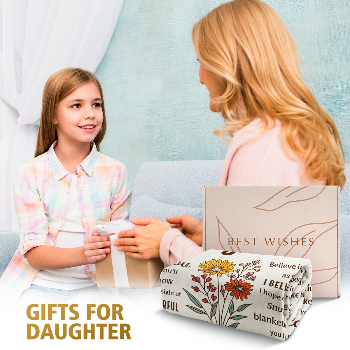 BeneCharm blanket showing mom love message for sentimental gifting.
