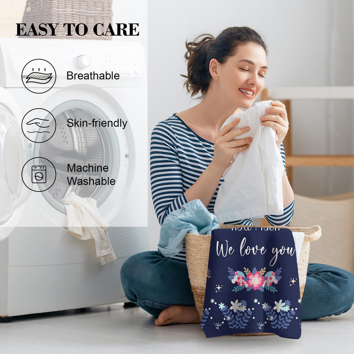 BeneCharm Nana Gifts blanket in 50x60 size fits sofas and beds for everyday use.