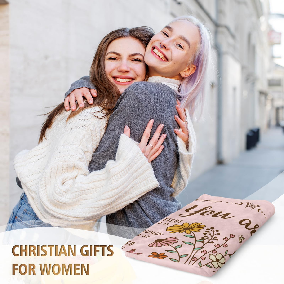Close-up of scripture text on BeneCharm blanket for daily encouragement.
