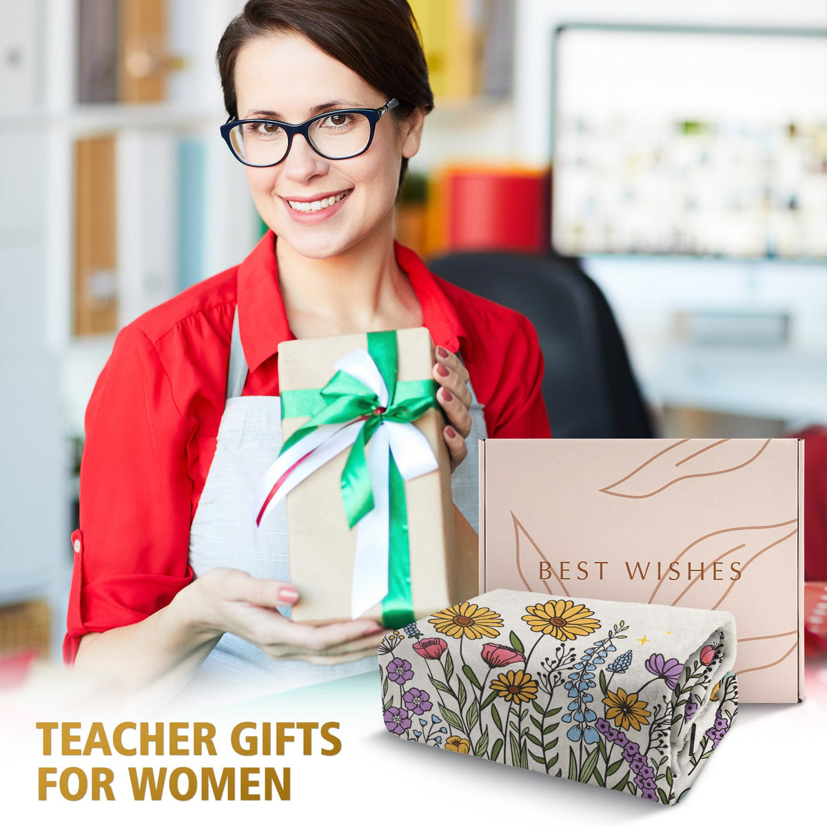 BeneCharm blanket displaying a teacher quote, ideal for celebrating mentorship.