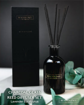 Benevolence LA charcoal glass vase holding diffuser for clean decor