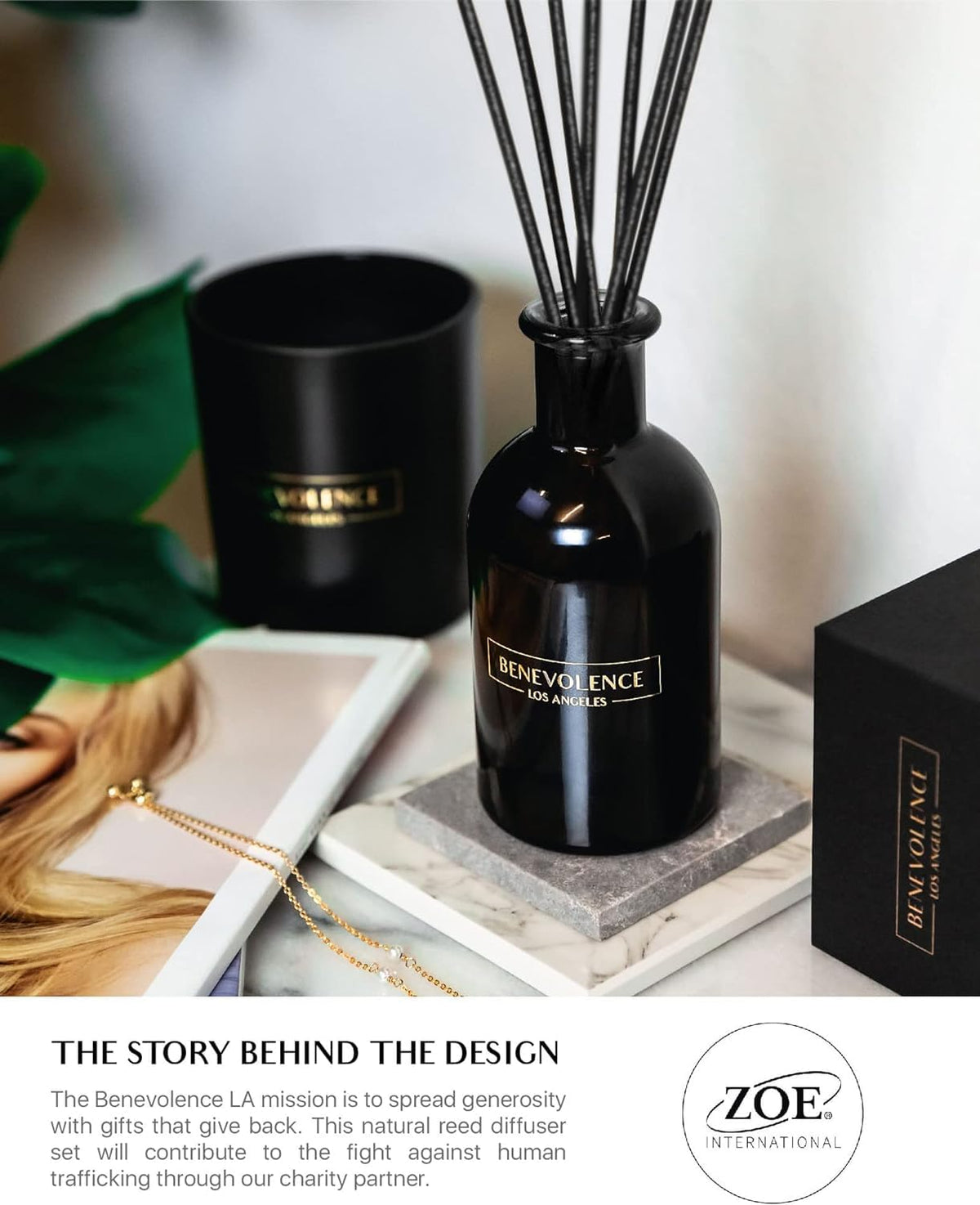 Benevolence LA diffuser in a living room creates inviting, calming ambience
