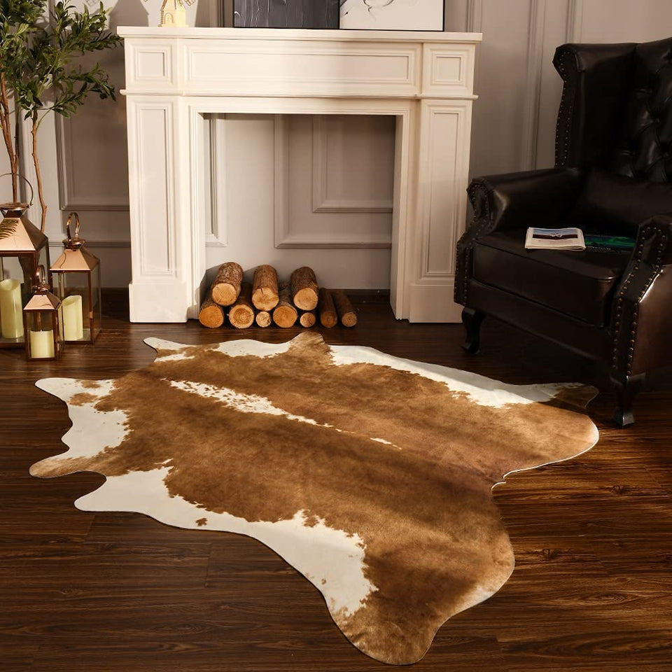 BENRON faux cowhide rug cow print adds rustic warmth to living room