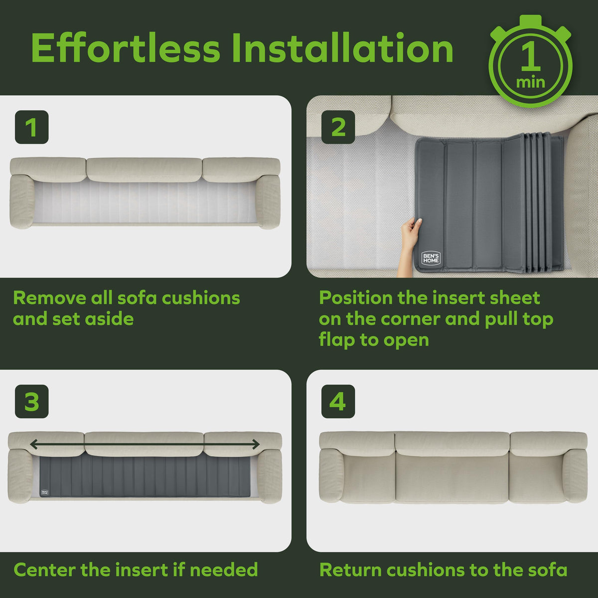 BEN'SHOME easy tool-free installation for quick setup