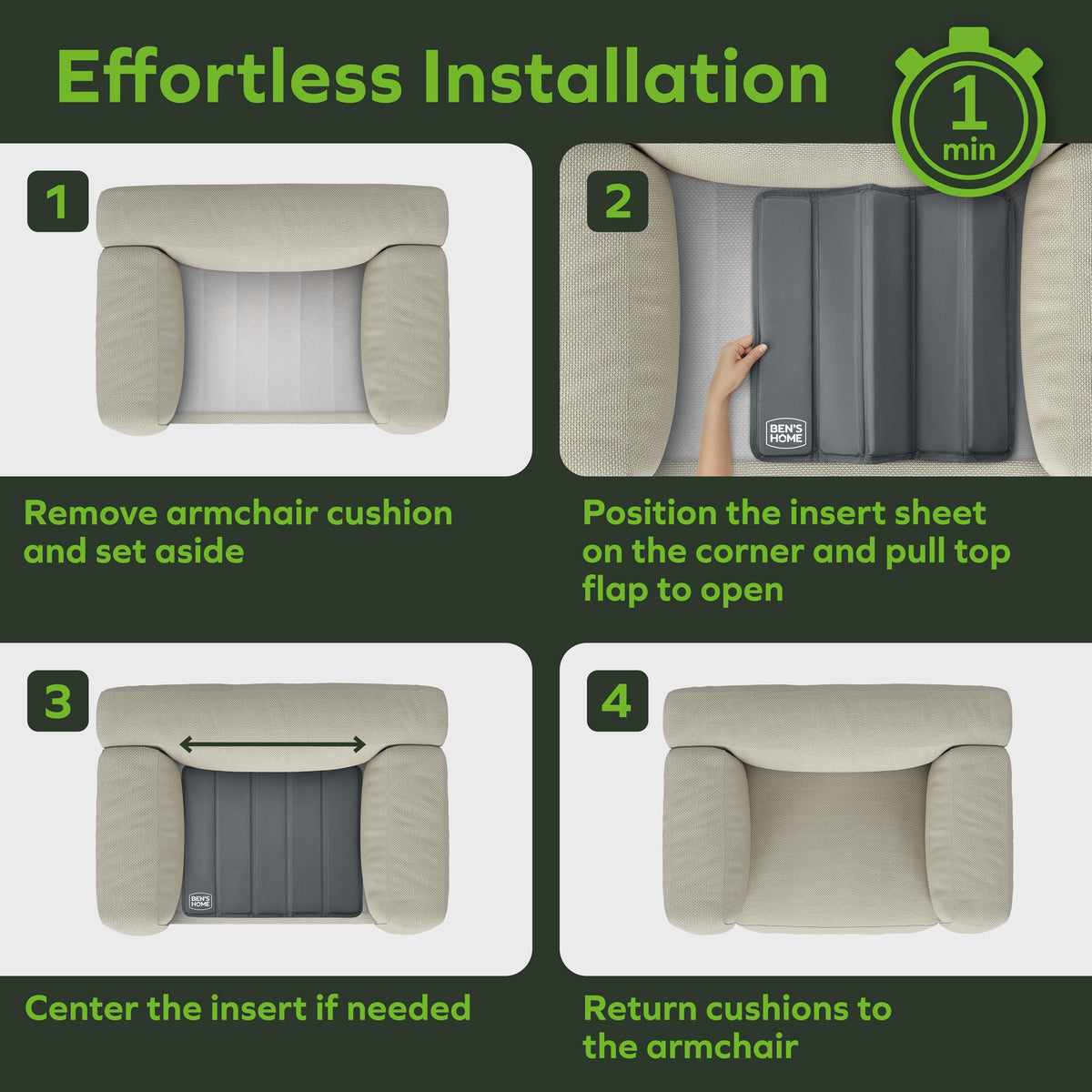 BEN'SHOME protects chair fabric from wear at the seat edge.