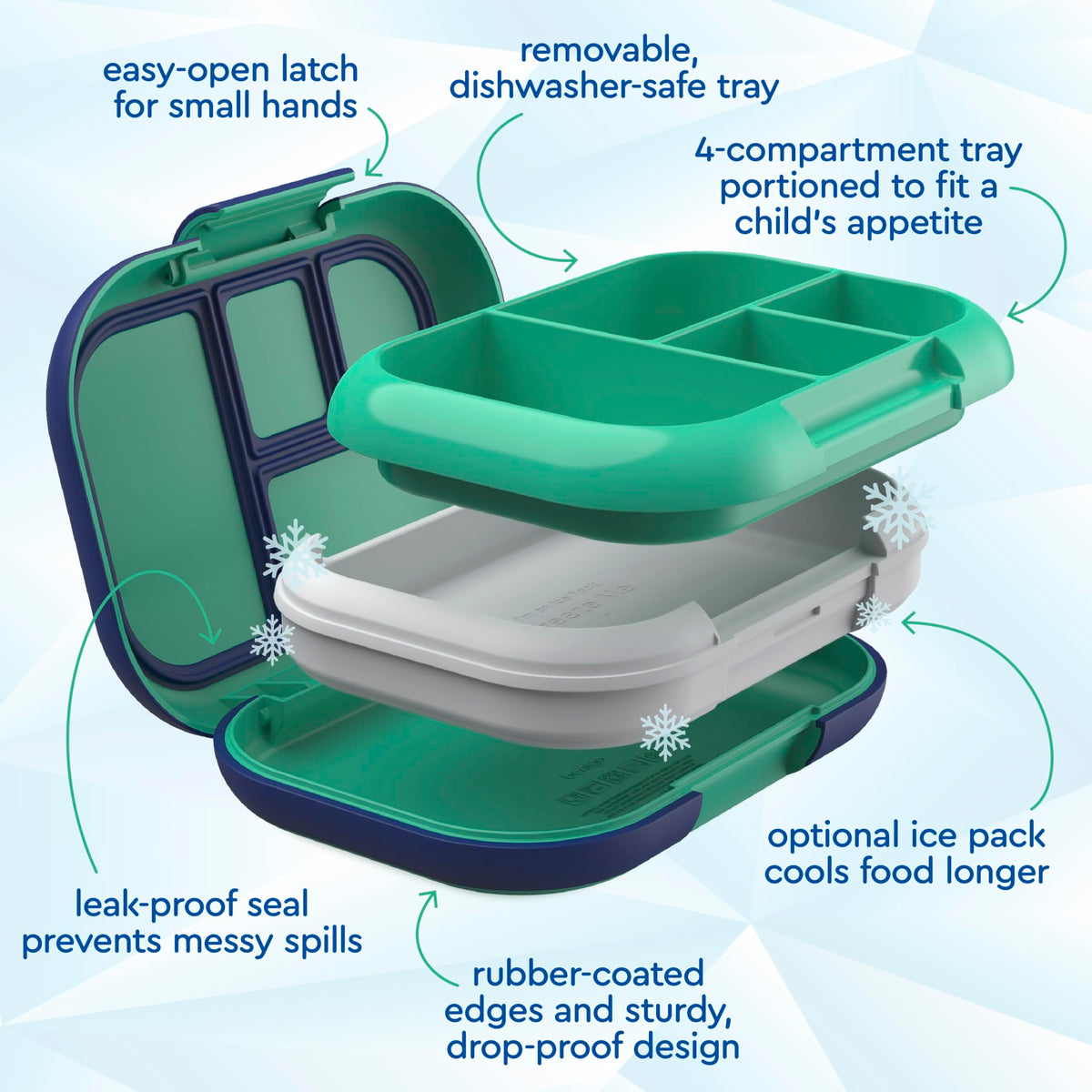 Bentgo Chill Kids microwave-safe removable tray for reheating meals