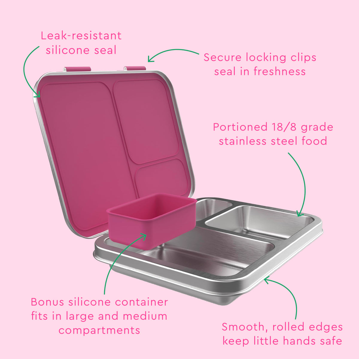 Bentgo Kids four-cup capacity fits growing appetites.
