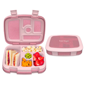 Bentgo Kids glitter edition petal pink lunch box with 5 compartments for balanced meals.