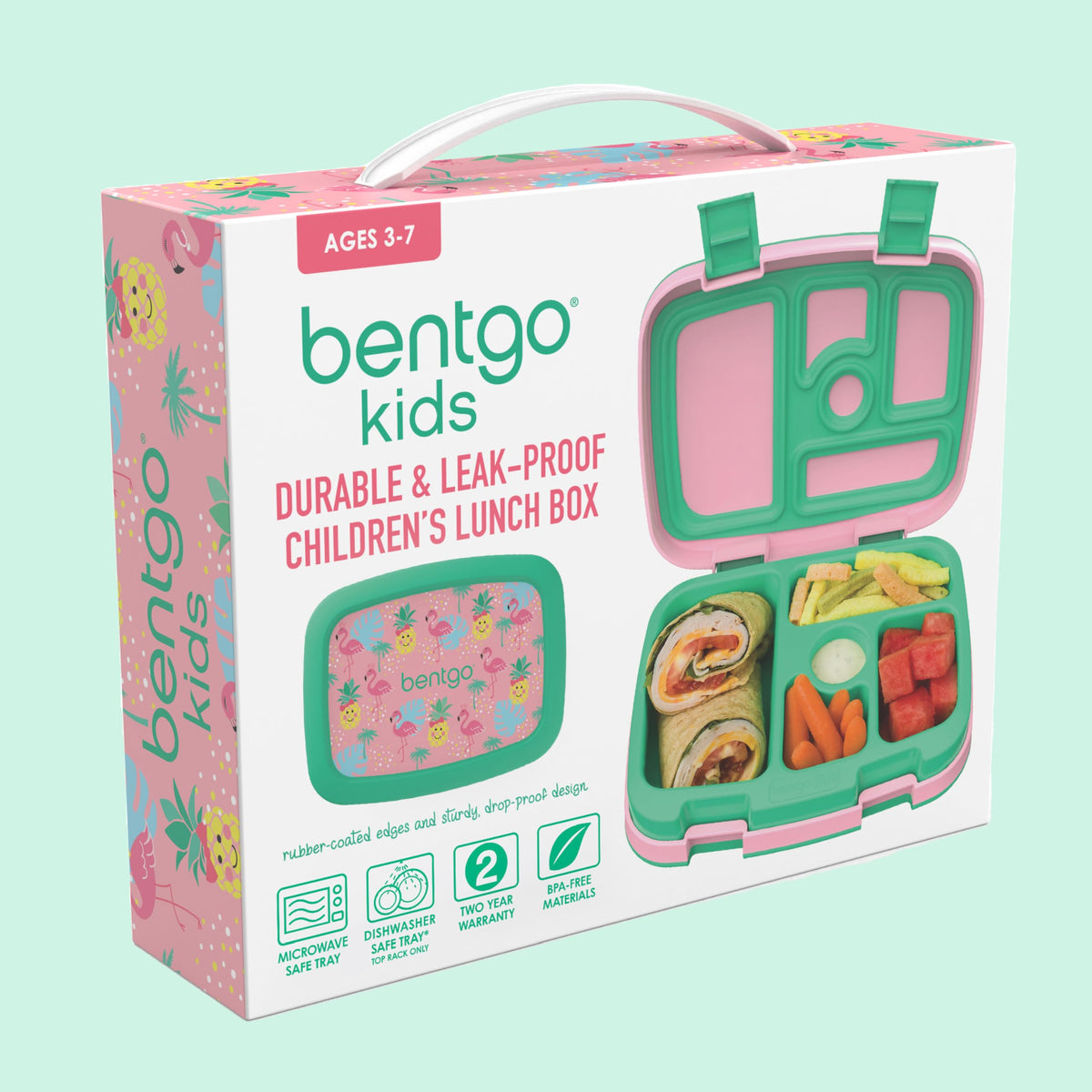 Bentgo Kids backpack-friendly lunchbox fits school bag with organized compartments.