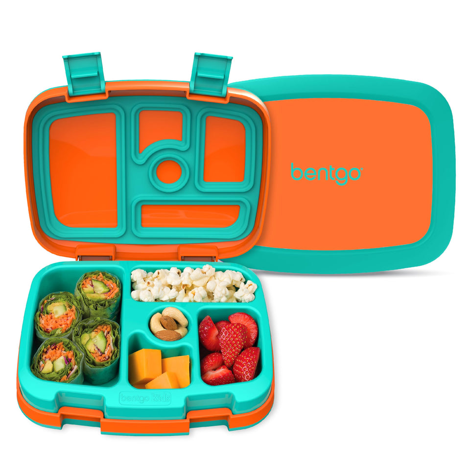 Bentgo Kids 5-compartment orange lunch box ideal for organized school lunches.