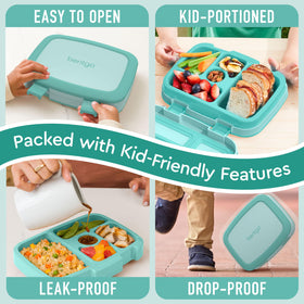 Bentgo Kids removable microwave tray reheats meals quickly at home or school.