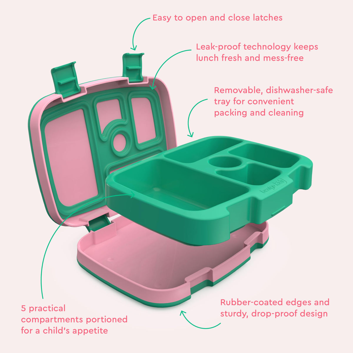 Bentgo Kids dishwasher-safe design simplifies cleanup after school lunches.