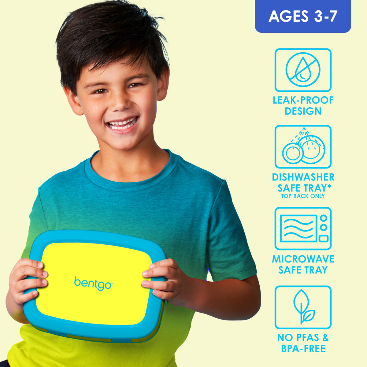 Bentgo Kids drop-proof design with rubber-edged shell suits active, on-the-go meals.