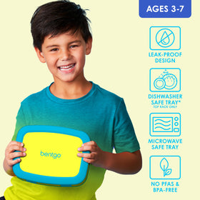 Bentgo Kids drop-proof design with rubber-edged shell suits active, on-the-go meals.
