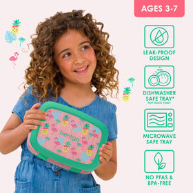 Bentgo Kids with drop-proof edges supports active kids during lunch and travel.