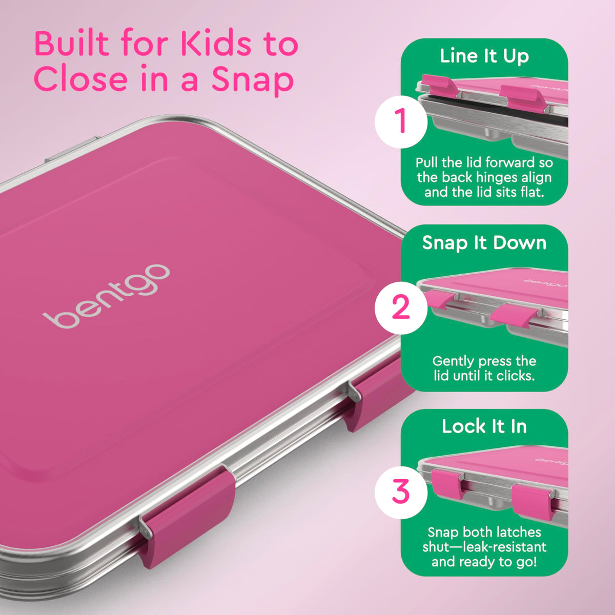 Bentgo Kids durable 18/8 stainless steel for daily use.