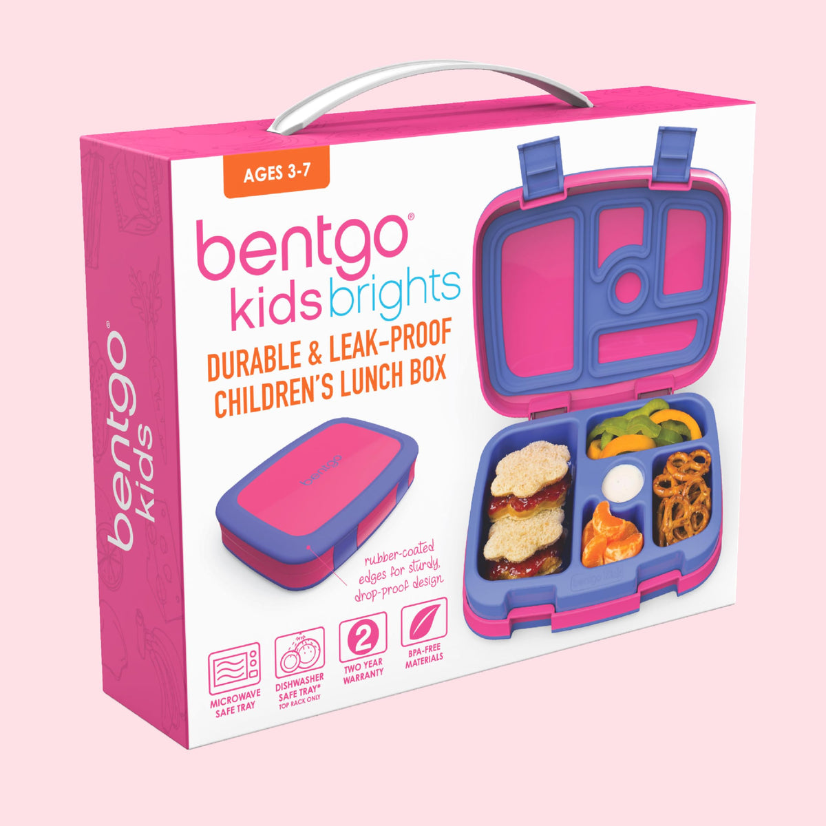 Bentgo Kids vibrant fuchsia color adds fun to lunchtime.
