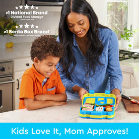 Bentgo Kids leak-proof lid with secure latches prevents spills during school.