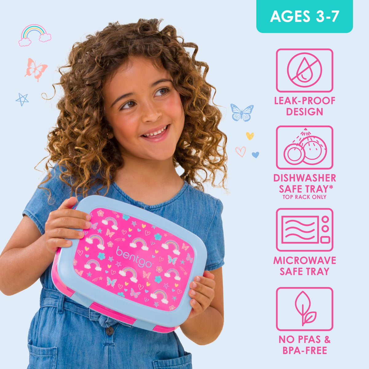 Bentgo Kids leak-proof lid secured to keep meals tidy during school transport