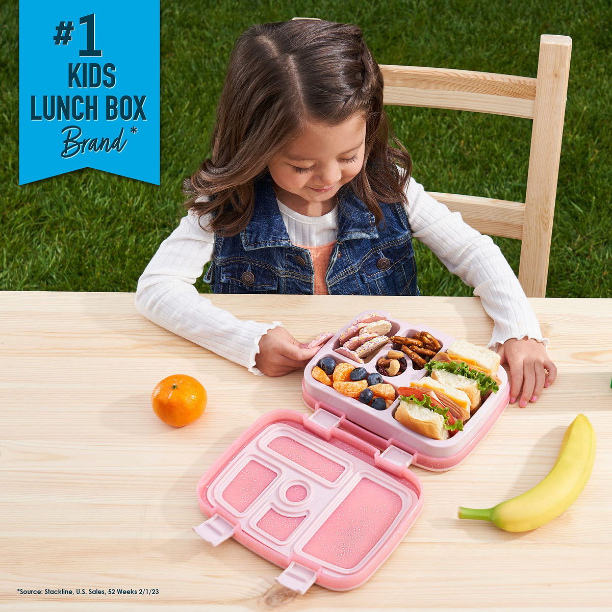 Bentgo Kids leak-proof lid keeps foods separate and mess-free during school days.