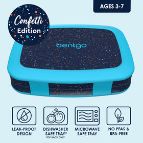 Bentgo Kids leak-proof lunch box lid keeps messes contained during lunch