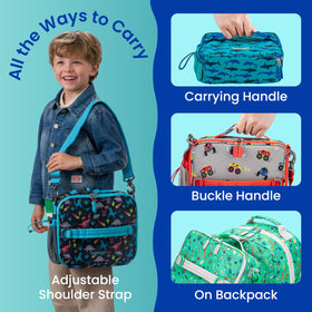 Bentgo Kids Shark adjustable shoulder strap for comfortable carrying.