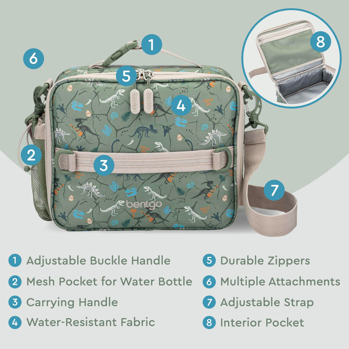 Bentgo Kids adjustable strap offers hands-free, comfortable transport between classes.