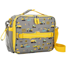 Bentgo Kids Lunch Bag construction trucks exterior shows rugged, durable design for daily use