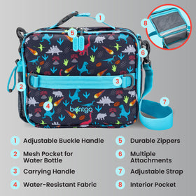 Bentgo kids bag showcases easy-clean fabric for quick after-school care.