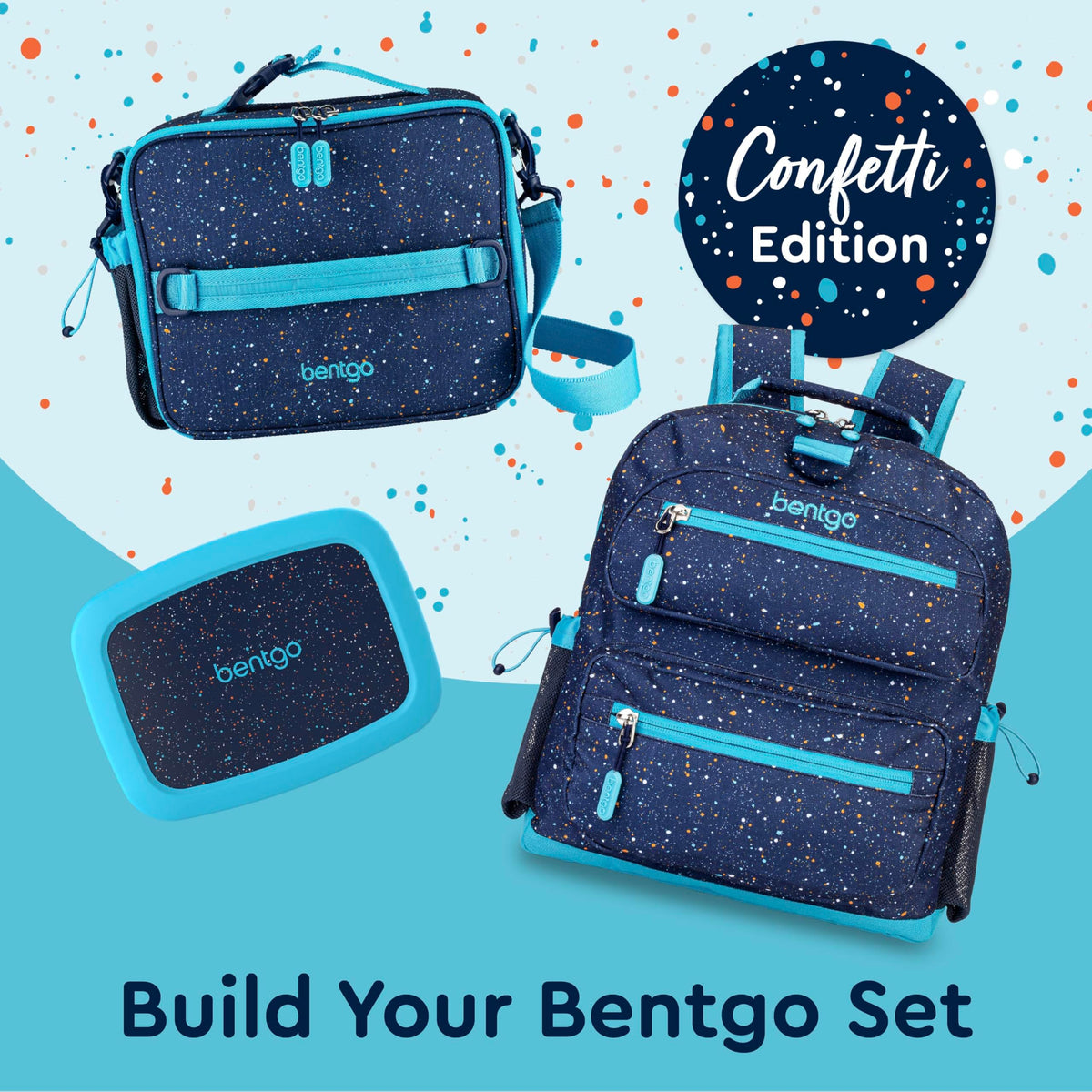 Bentgo Kids Lunch Bag exterior-pockets help organize utensils and water bottle.
