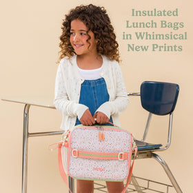 Bentgo Kids lunch bag Geo Speckle zipper detail for easy use