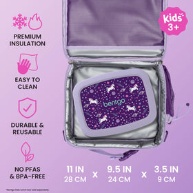 Bentgo Kids Unicorn Insulated-Lunch-Compartment preserves freshness during school days and activities.