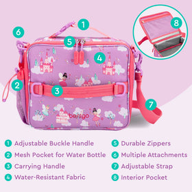 Bentgo Kids lunch bag multiple carry options for hands free transport.
