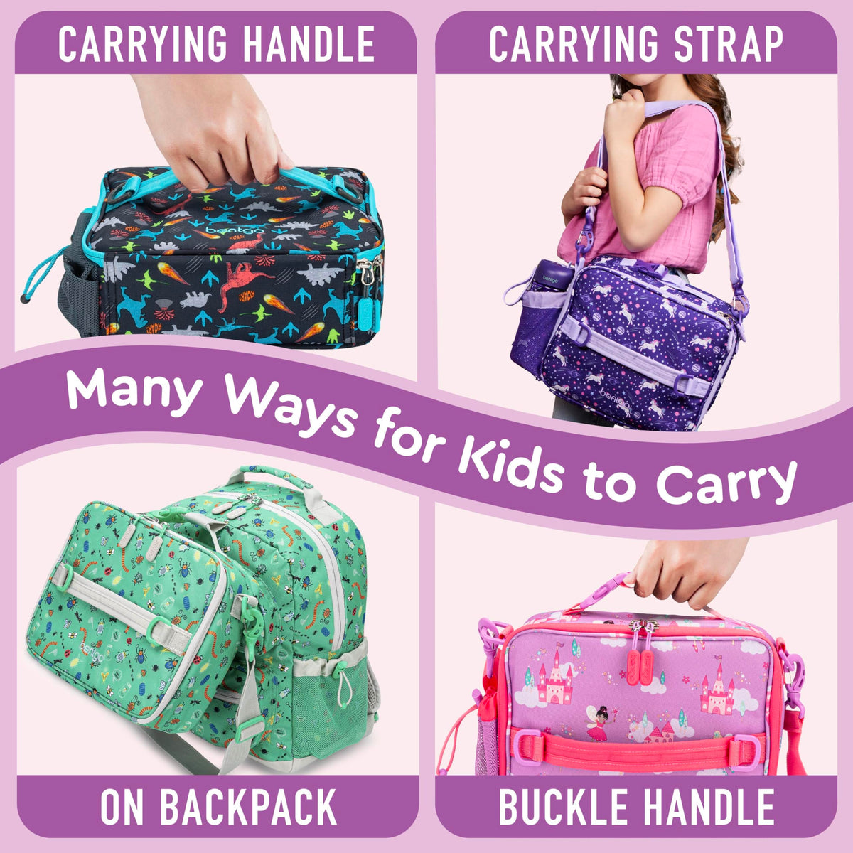 Bentgo Kids lunch bag padded thermal compartment helps maintain temperature for meals.