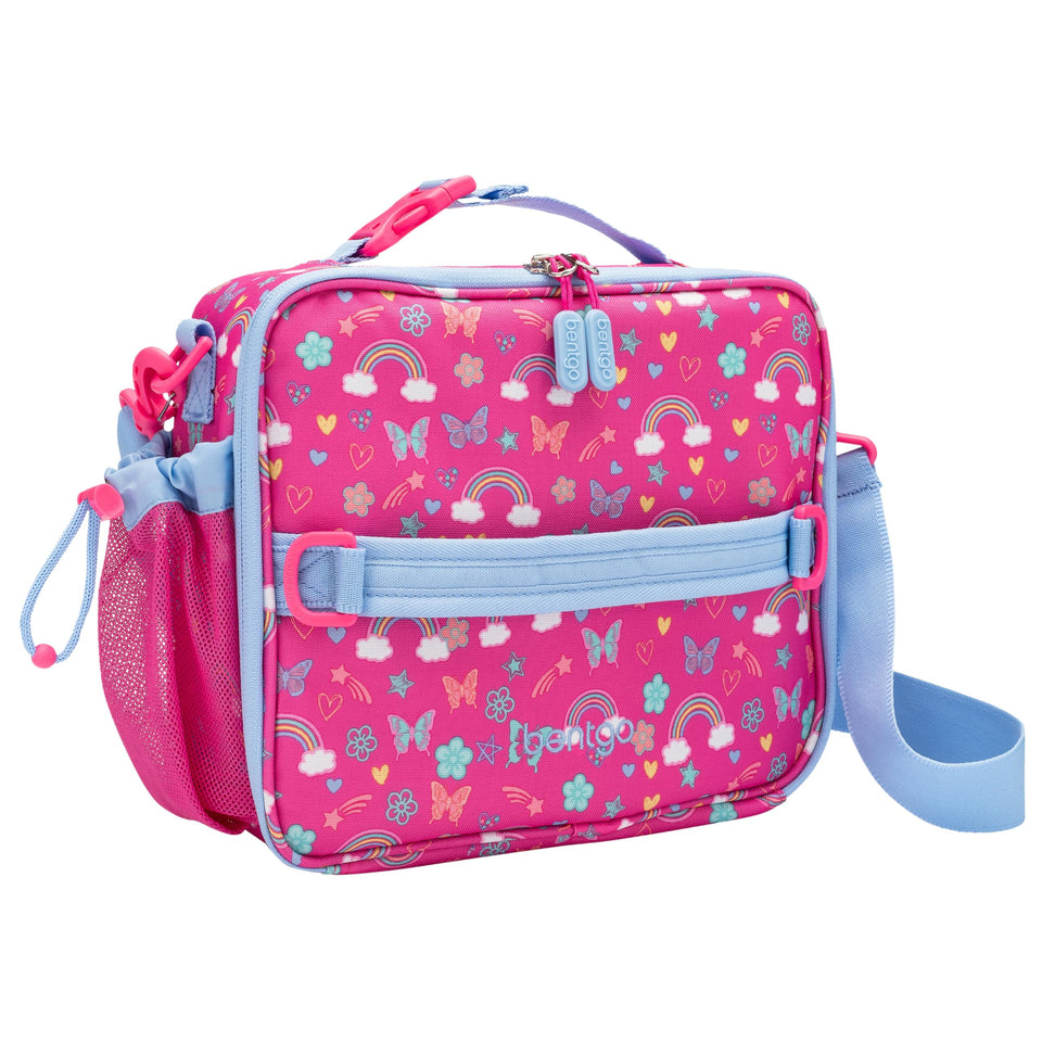Bentgo Kids Lunch Bag Rainbow Butterflies print keeps meals fresh on the go.