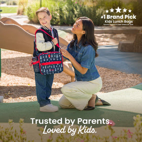 Bentgo Kids Lunch Bag Rocket opened compartments demonstrate organized snack and lunch space.