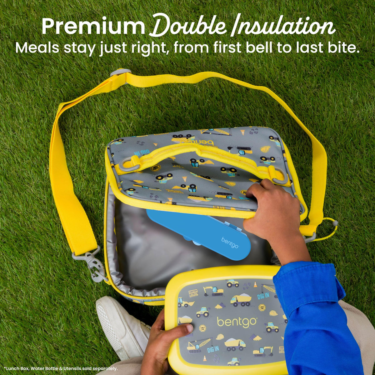 Bentgo Kids Lunch Bag adjustable shoulder strap offers convenient hands-free carrying