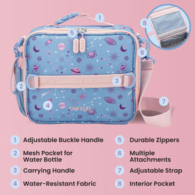 Bentgo Kids Lunch Bag shoulder strap demonstrates versatile, hands-free transport.
