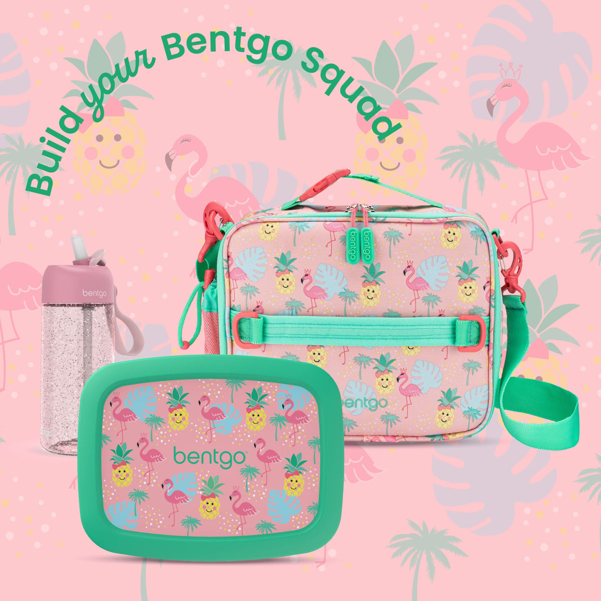 Bentgo Kids Lunch Bag tropical easy-clean fabric simplifies post-ride cleanup.